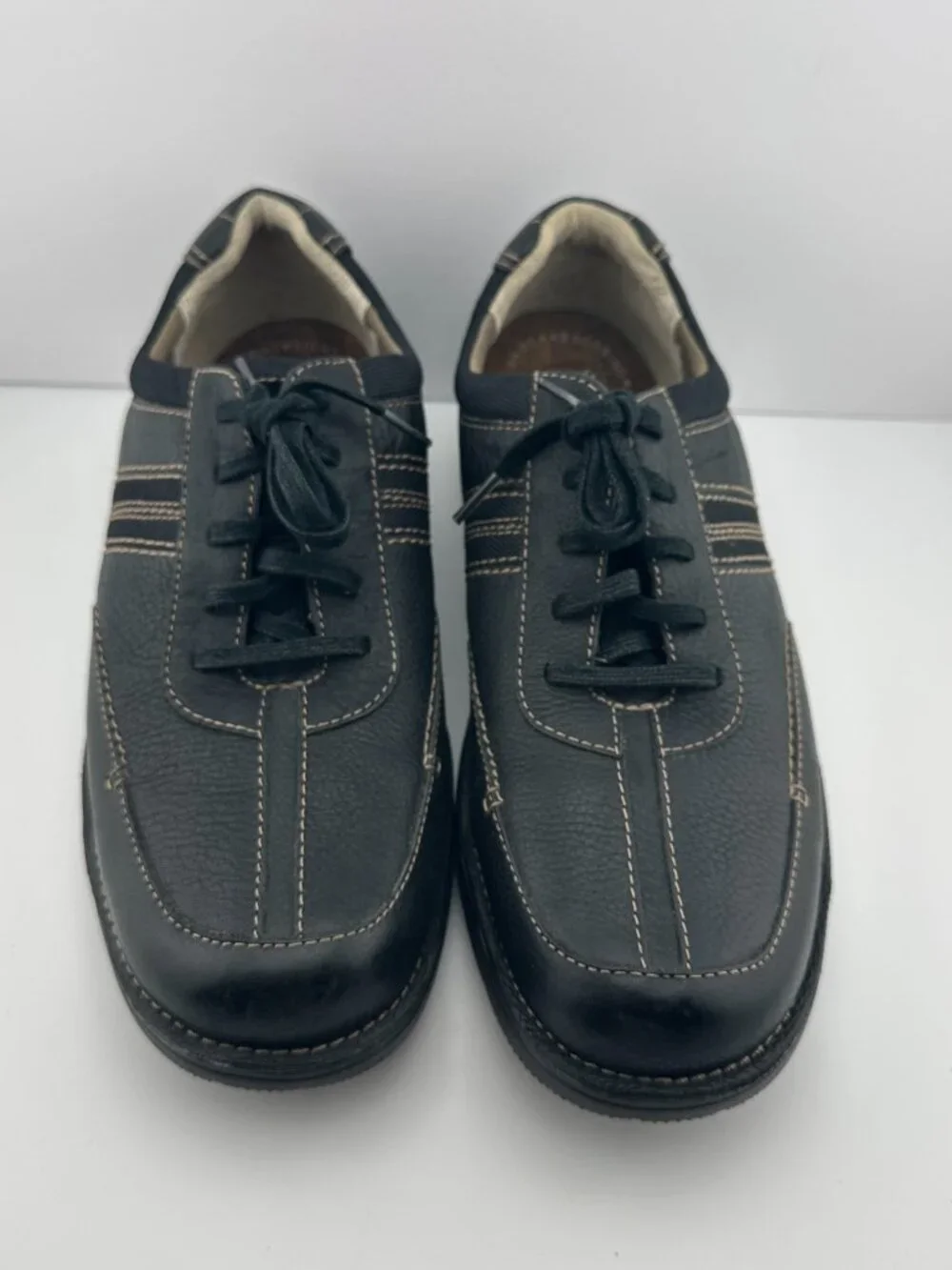 CLARKS BLACK LEATHER LIGHTWEIGHT CASUAL COMFORT LACE-UP MEN'S SHOES SIZE 13 M
